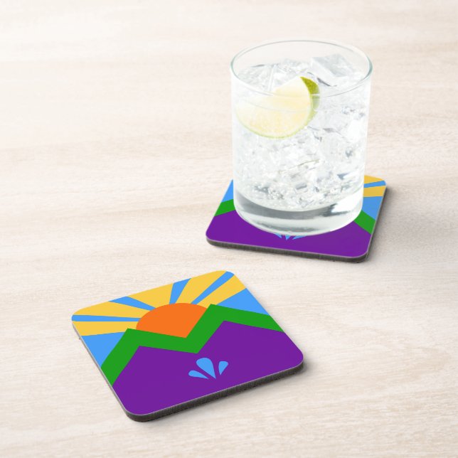 Hard plastic coaster with flag of Manitou Springs (Right Side)