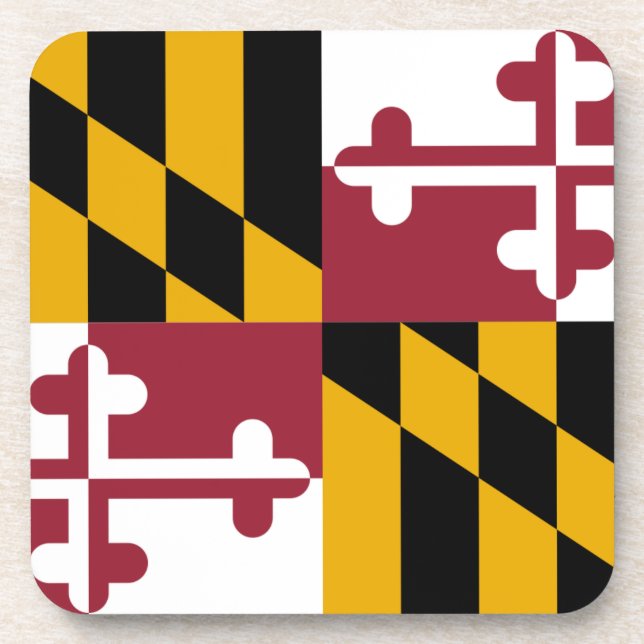 Hard plastic coaster with flag of Maryland, USA (Front)