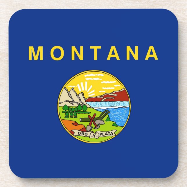 Hard plastic coaster with flag of Montana (Front)