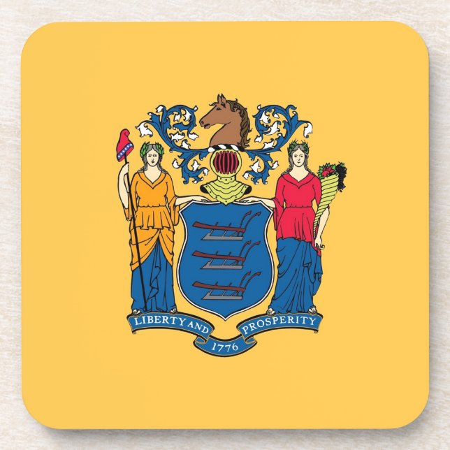 Hard plastic coaster with flag of New Jersey (Front)