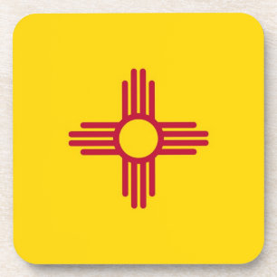Hard plastic coaster with flag of New Mexico
