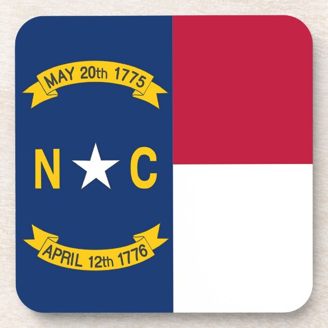 Hard plastic coaster with flag of North Carolina (Front)