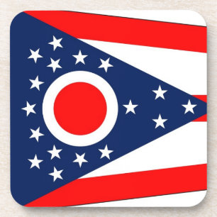 Hard plastic coaster with flag of Ohio State, USA