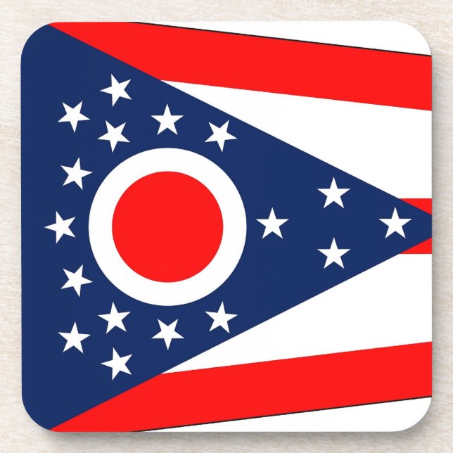Hard plastic coaster with flag of Ohio State, USA (Front)