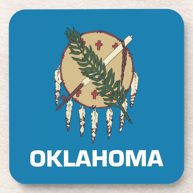 Hard plastic coaster with flag of Oklahoma, USA (Front)