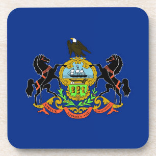 Hard plastic coaster with flag of Pennsylvania USA