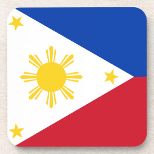 Hard plastic coaster with flag of Philippines