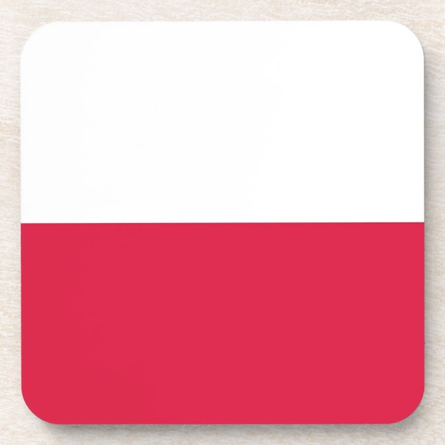 Hard plastic coaster with flag of Poland (Front)