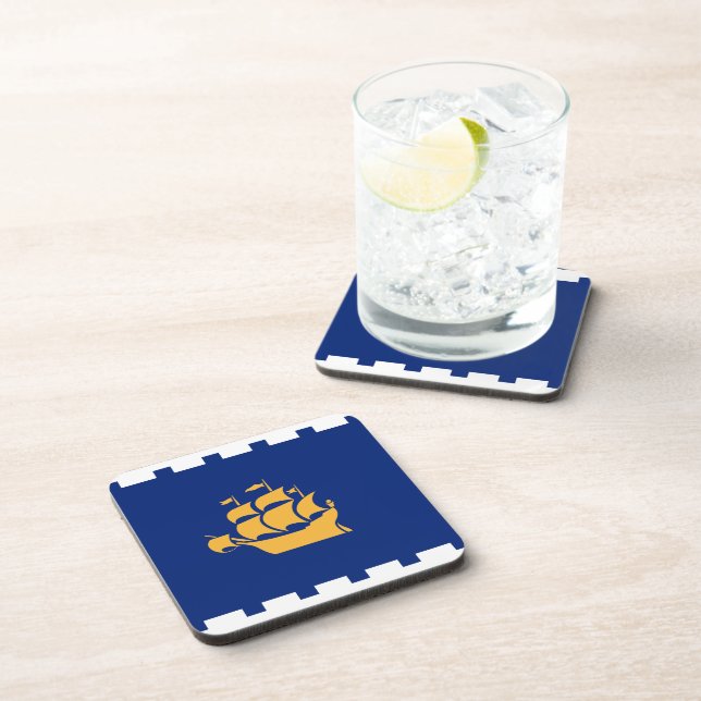 Hard plastic coaster with flag of Quebec City (Right Side)