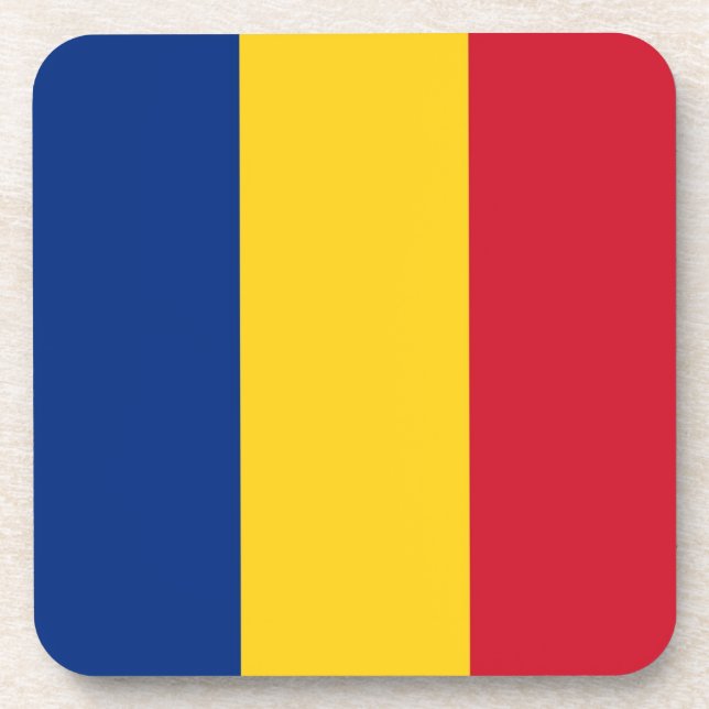 Hard plastic coaster with flag of Romania (Front)