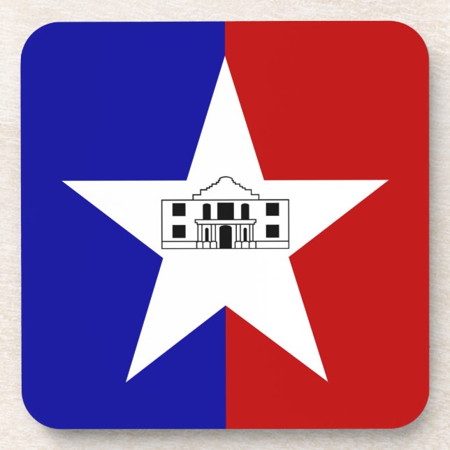 Hard plastic coaster with flag of San Antonio (Front)