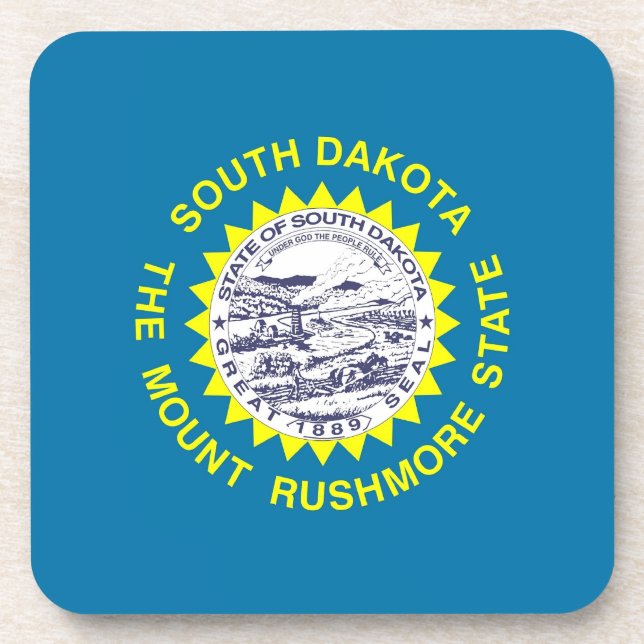 Hard plastic coaster with flag of South Dakota (Front)