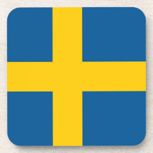 Hard plastic coaster with flag of Sweden