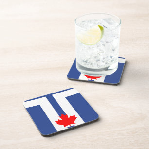 Hard plastic coaster with flag of Toronto, Canada