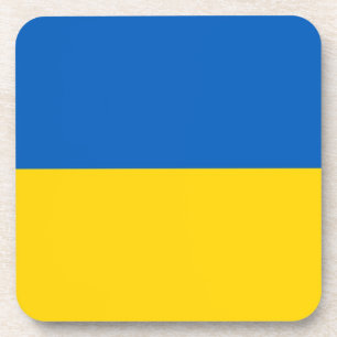 Hard plastic coaster with flag of Ukraine
