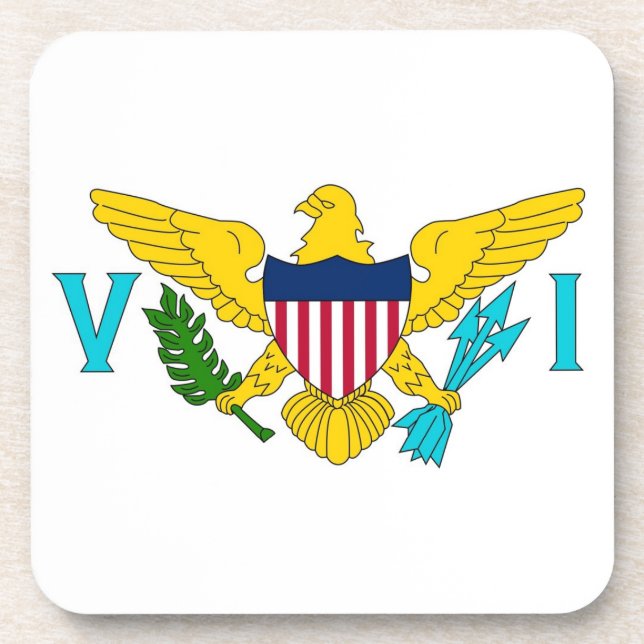 Hard plastic coaster with flag of Virgin Islands (Front)