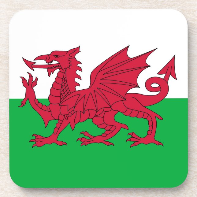 Hard plastic coaster with flag of Wales, UK (Front)