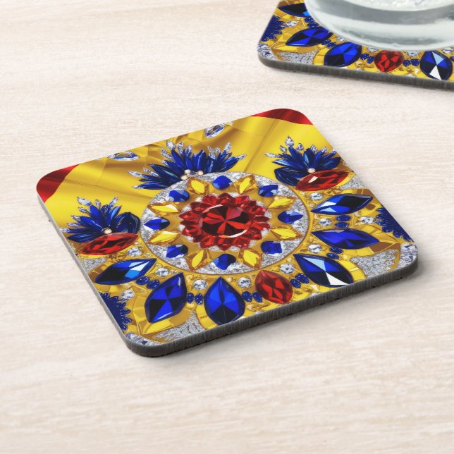 Hard plastic coaster with Romanian Colours (Left Side)