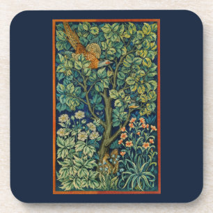 HARD PLASTIC COASTER WITH WILLIAM MORRIS PHEASANT