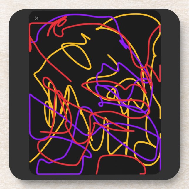Hard plastic coasters set Neon abstract art (Front)
