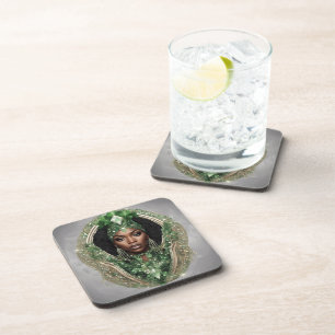 Hard Plastic coasters with cork back - set of 6