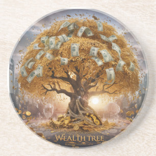 Hard plastic \Wealth Tree – Golden Money Tree Coaster
