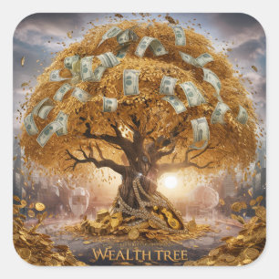 Hard plastic \Wealth Tree – Golden Money Tree Square Sticker