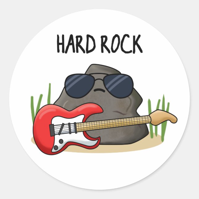 Hard Rock Funny Geology Music Pun  Classic Round Sticker (Front)