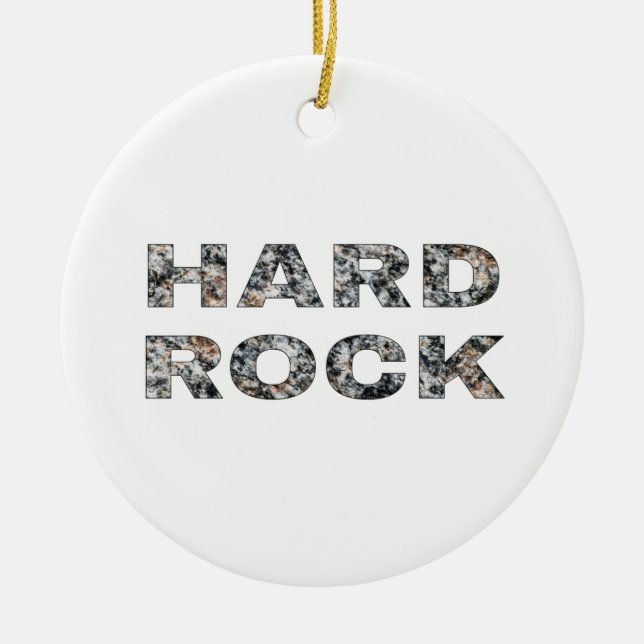 Hard Rock Granite Text Ceramic Tree Decoration (Front)