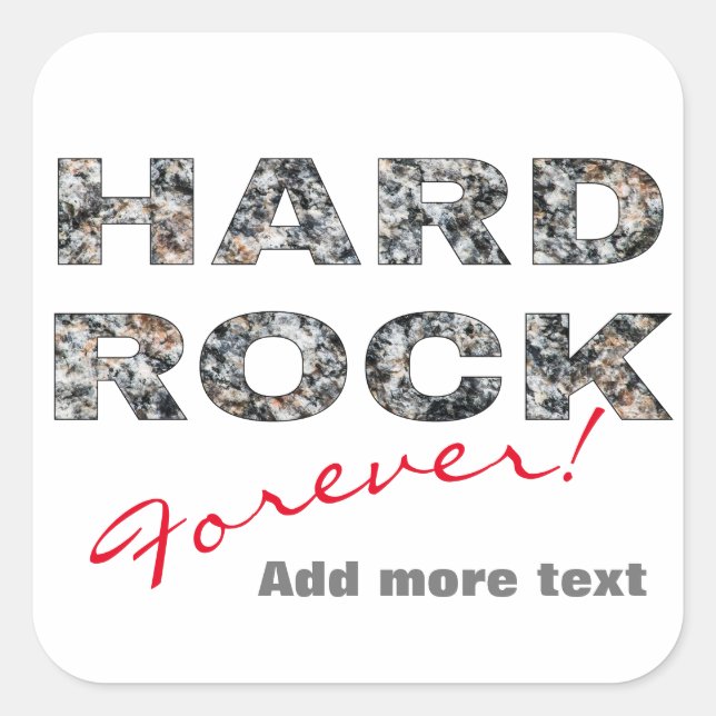 Hard Rock Granite Text Square Sticker (Front)