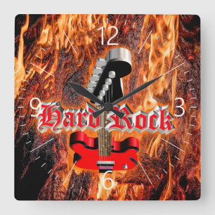 Hard rock into the fire square wall clock