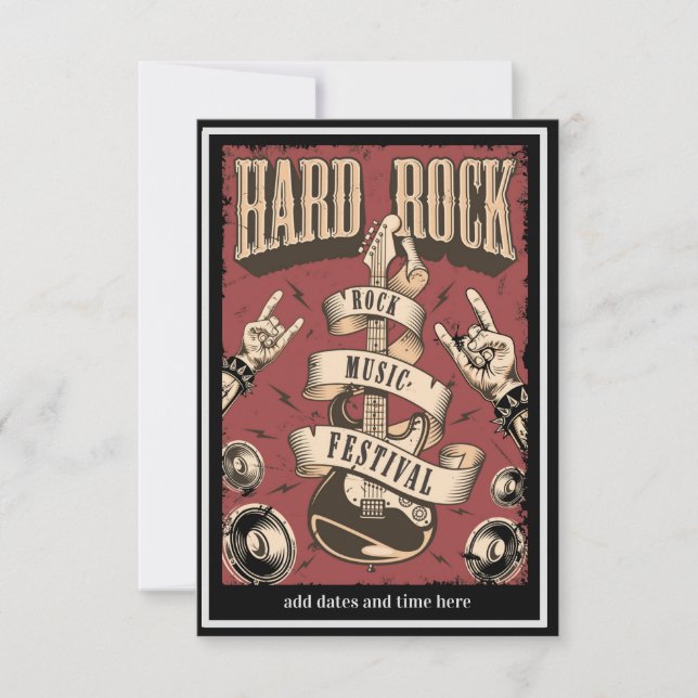 Hard Rock Music Festival Invitation Flat Card (Front)