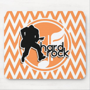 Hard Rock; Orange and White Chevron Mouse Pad