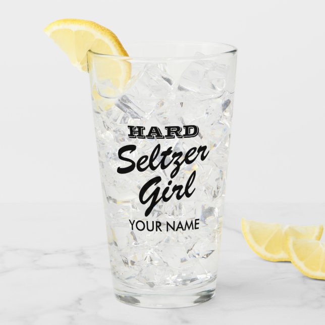 Hard seltzer girl custom bachelorette party glass (Front Ice)