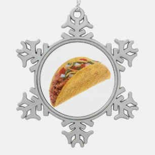Hard Shell Taco Snowflake Pewter Christmas Ornament