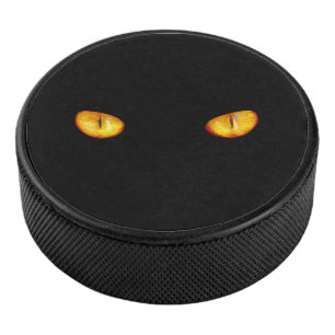 Hard Stare of Golden Bombay Cat Eyes Hockey Puck