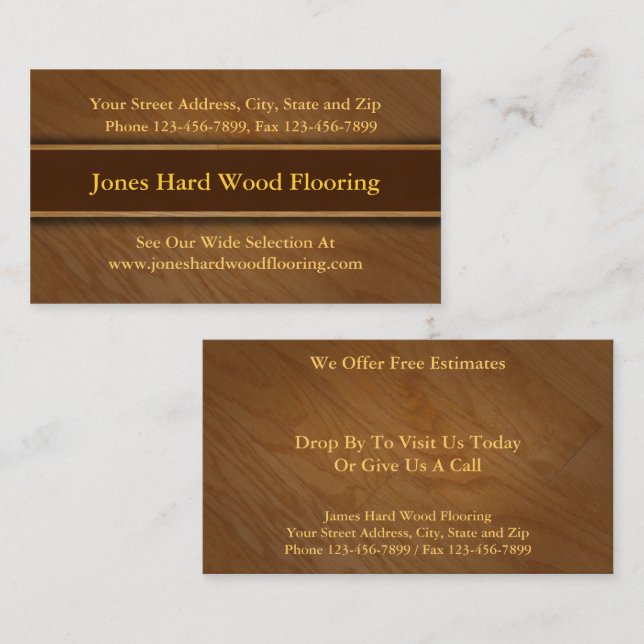 Hard Wood Flooring Sales Business Card (Front/Back)