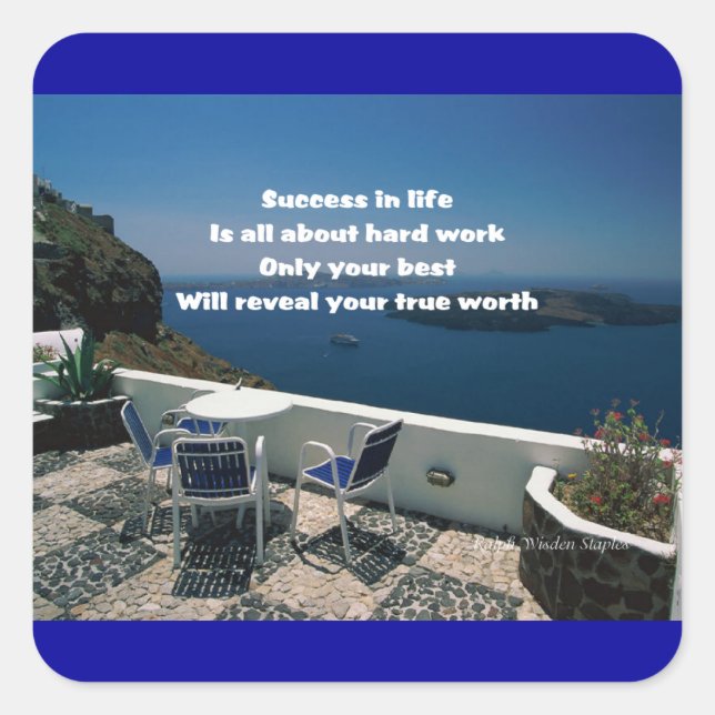 Hard work and success square sticker (Front)