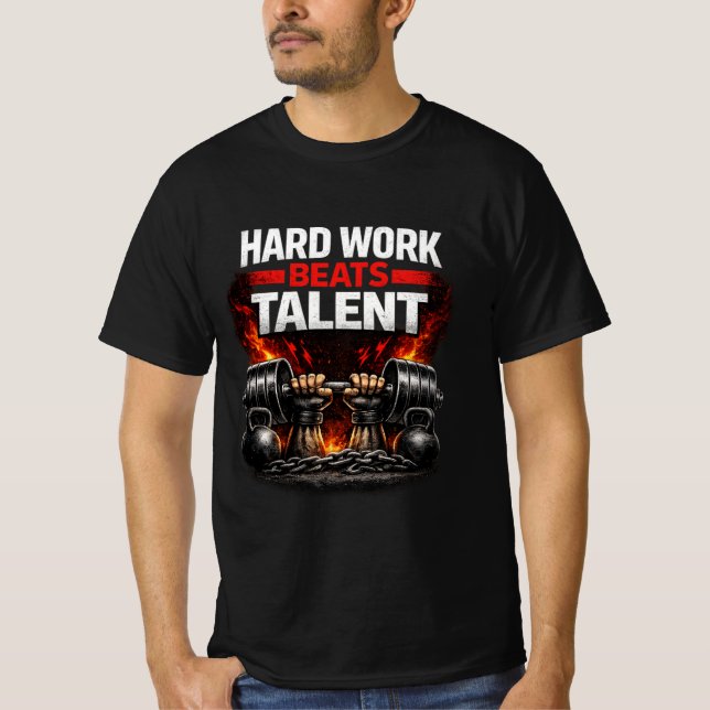 Hard Work Beats Talent Gym T-Shirt | Hardcore Body (Front)