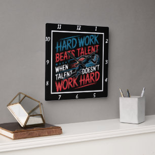 Hard Work Beats Talent Runner Square Wall Clock