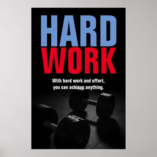 Hard Work Bodybuilding Fitness Motivational Poster (Front)