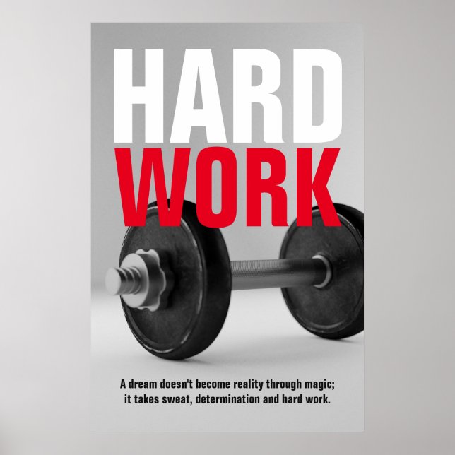 Hard Work Bodybuilding Fitness Motivational Poster (Front)