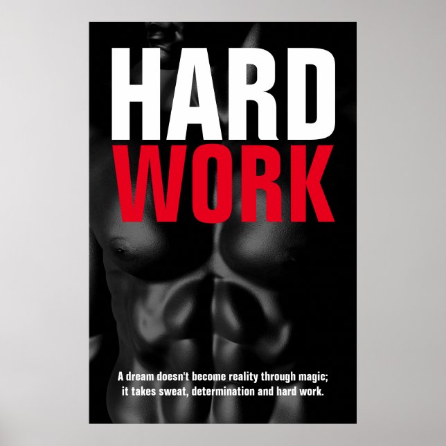 Hard Work Bodybuilding Fitness Motivational Poster (Front)