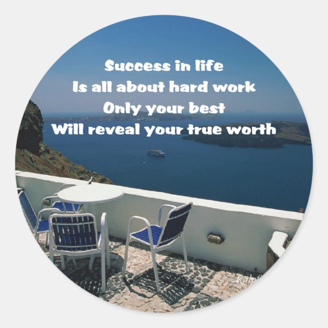 Hard work classic round sticker (Front)
