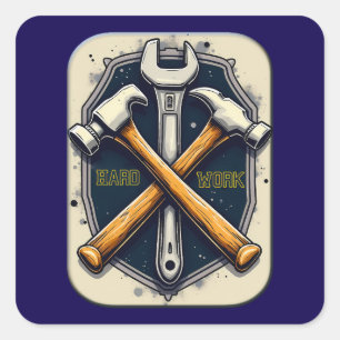 Hard Work Tools Worker Pride Labor Day Design Square Sticker