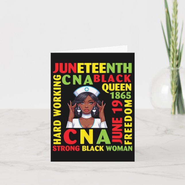Hard Working Cna Black Queen Strong Black Woman  Card (Front)