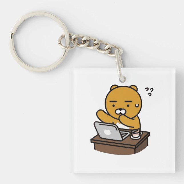 Hard Working Ryan coffee Key Ring (Front)