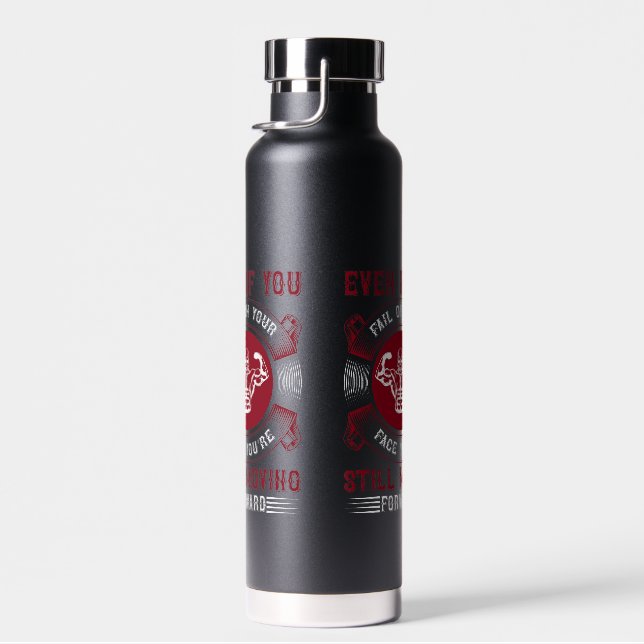 Hardcore Gym Motivation Graphic Tee Water Bottle (Right)
