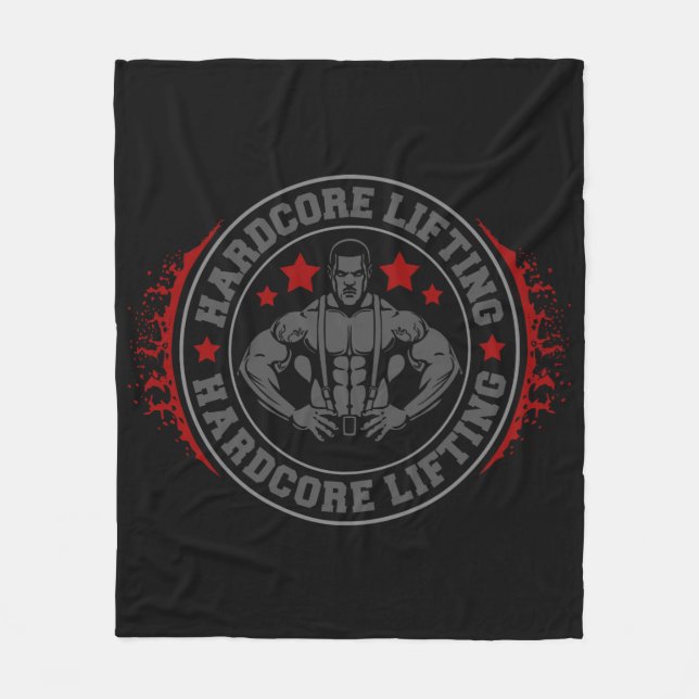 Hardcore Lifting Flexing Bodybuilder Fleece Blanket (Front)