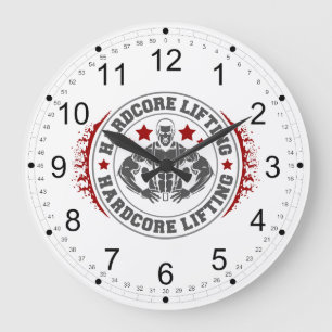 Hardcore Lifting Flexing Bodybuilder Large Clock